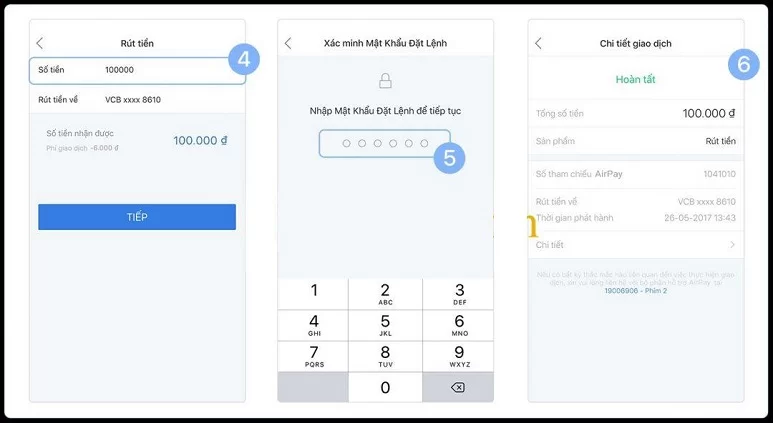 Rút tiền ví Airpay 